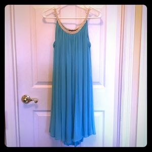 Nina Leonard turquoise sundress/cover up